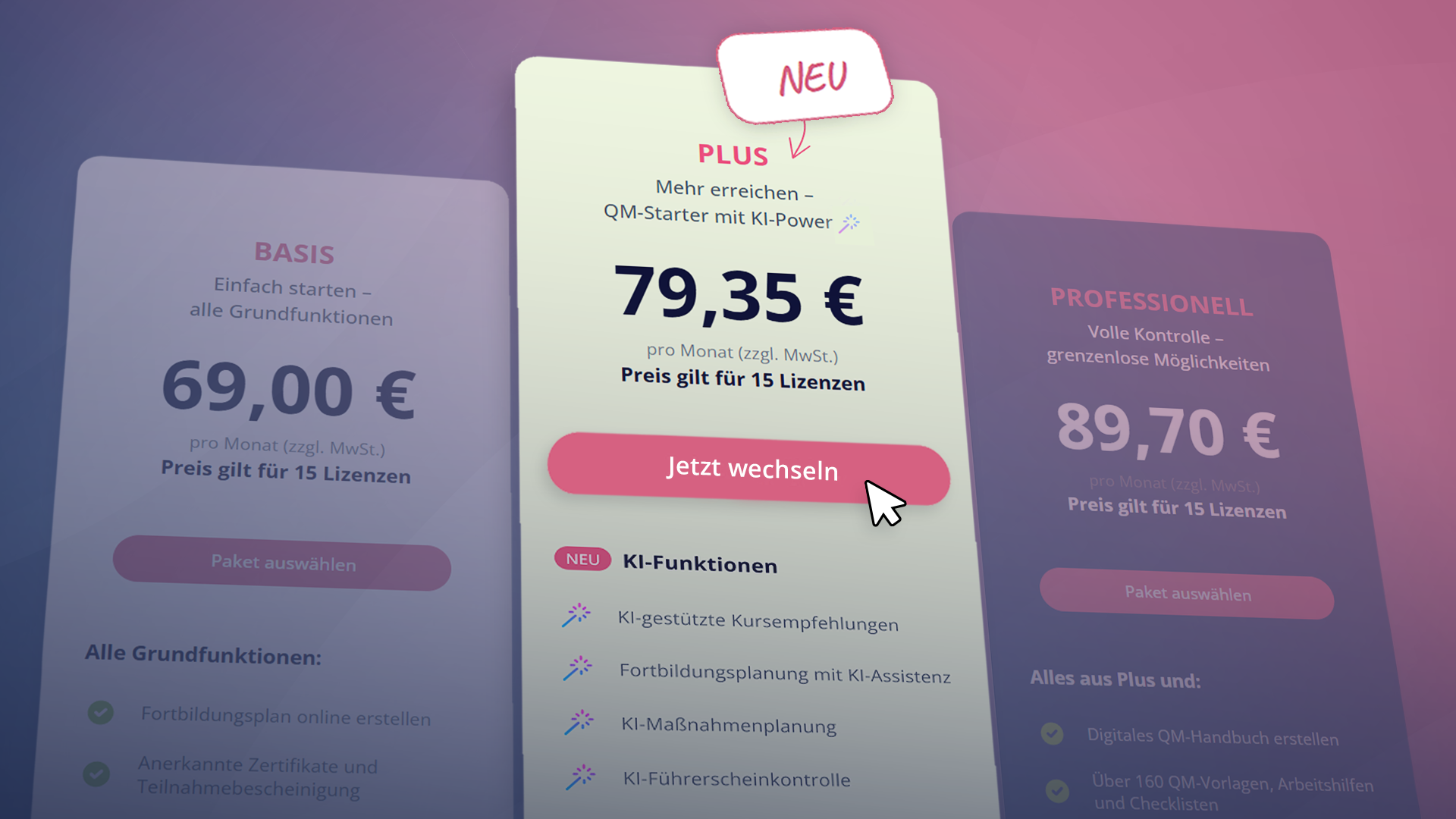 Das neue Plus-Paket: Mehr KI-Power für Fortbildung und QM